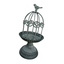 Metalen plantenbakhouder Vogelkooi Kaarsenhouder-Grijs