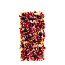 Cioccolato bianco con uva passa liofilizzata e petali di rosa 100g - Schronisko Bukowina