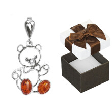 Pendentif en argent 925 avec aile asymétrique colorée en ambre