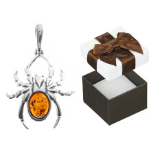 Pendentif ours en peluche argenté avec ambre, petit pendentif ours en peluche oxydé