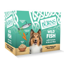 Burns Pet Natural Nutrition Adult & Senior Wet Dog Food Wild Fish, Carrots & Wholegrain Brown Rice 6 x 395gm