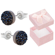 Aros de plata con drusas salpicados de titanio azul de 6 mm