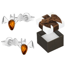 Pendientes de murciélago de plata con ámbar Pendientes de murciélago para mujer de plata