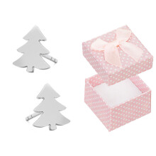 Pendientes de árbol de Navidad de plata, pequeños pendientes de árbol de Navidad para mujer