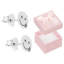 Pendientes de plata con emoticonos y caras sonrientes para mujer, aros de 8 mm