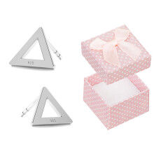 Pendientes triangulares de plata para mujer, pendientes de botón, pendientes triangulares, plata 925