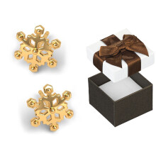 Pendientes de copo de nieve chapados en oro y plata para mujer.