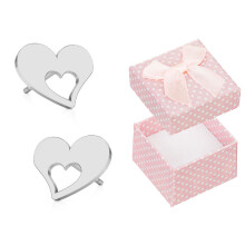 Pendientes de corazón de plata grandes para mujer, chapados en plata de 10 mm