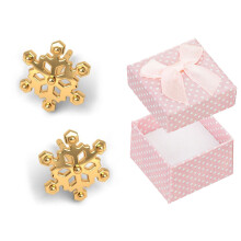 Pendientes de copo de nieve chapados en oro y plata para mujer.