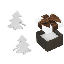 Pendientes de árbol de Navidad de plata, pequeños pendientes de árbol de Navidad para mujer