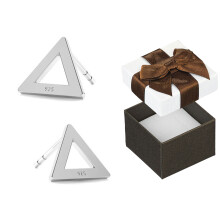 Pendientes triangulares de plata para mujer, pendientes de botón, pendientes triangulares, plata 925