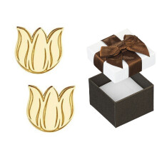 Pendientes de tulipán con flores de plata bañadas en oro, pendientes de flores dorados para mujer