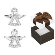 Pendientes de ángel de plata con circonitas cúbicas para mujer, plata rodiada 925