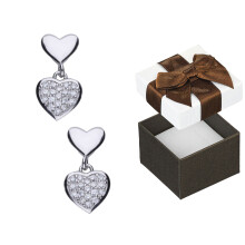 Pendientes de corazón de plata con circonitas cúbicas rodiadas 925