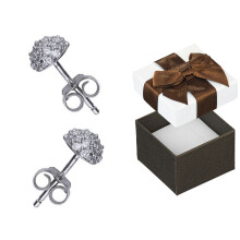 Aros de plata con circonitas cúbicas pequeñas para mujer, chapados en rodio, de 6 mm