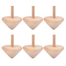 2025 6pcs Wood Spinning Toy DIY Wooden Spinning Tops Unfinished Spinning Tops Kids DIY Painting Toys Craft Supplies