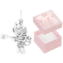 Colgante de diablo de plata, pequeño colgante de demonio oxidado, plata