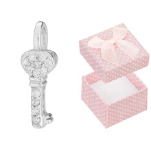 Colgante de llave de plata con circonitas cúbicas, pequeño colgante de llave rodiada para mujer
