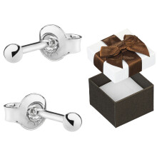 Pendientes de bola de plata de 2 mm para mujer, pendientes de bola de plata