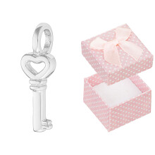 Colgante de llave de plata pequeña rodiada para mujer Plata 925