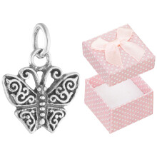 Colgante de mariposa de plata oxidada pequeña para mujer, colgante de mariposa de plata 925