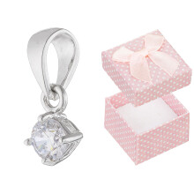Colgante de plata con circonita cúbica de 4 mm, pequeño colgante rodiado, circonita cúbica redonda
