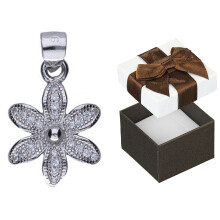 Pendentif argenté plaqué or avec perle, petit pendentif en or et perle