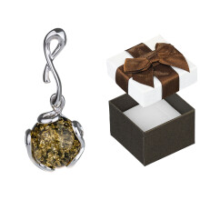 Pendentif en argent avec ambre, élégant petit pendentif nœud coloré pour femme