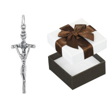 Pendentif croix en argent rhodié 925 avec zircone cubique