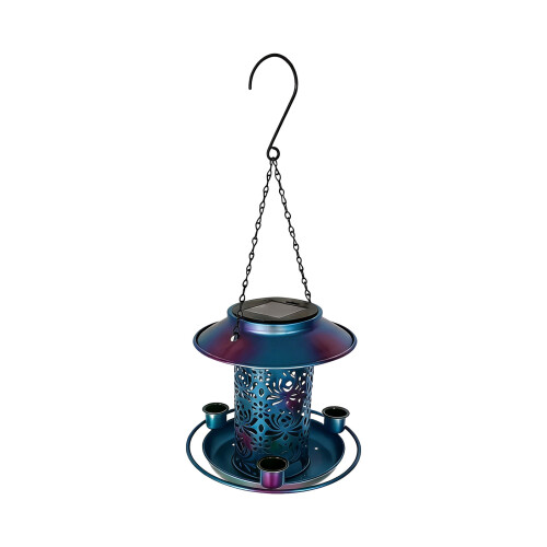 Sun Powered Hanging Bird Feeder With Colorful Pattern For