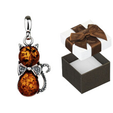 Pendentif note de musique en argent avec ambre, petit pendentif femme, note de musique seize