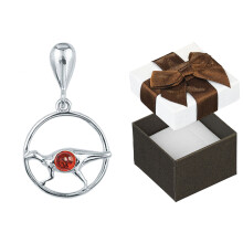 Pendentif grappe de raisin en argent 925 avec ambre - Pendentif raisin pour femme