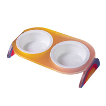 Elevated Pet Feeding Station Splash Proof-Rainbow yellow doubl