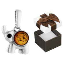 Pendentif fleur en argent avec ambre - Pendentif fleur pour femme