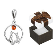 Pendentif papillon en argent avec ambre, petit pendentif papillon ajouré en argent