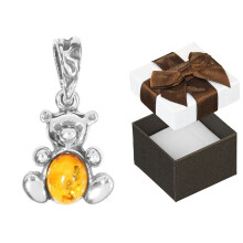 Pendentif papillon en argent avec ambre de la Baltique, petit pendentif papillon pour femme