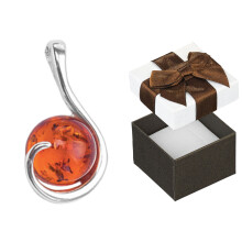 Pendentif en argent avec ambre de la Baltique - Pendentif délicat pour femme