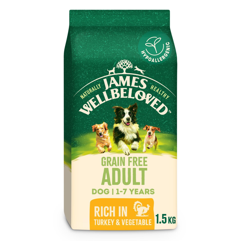 Photos - Dog Food James Wellbeloved Dog Adult Hypoallergenic Dry Food Grain Free Turkey 1.5 kg 