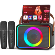 Portable Karaoke Machine with 2 Microphones, Bluetooth Speaker PA System Set for Home Party, Church, Picnic and Outdoor