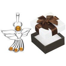 Colgante de ángel de plata con ámbar Colgante de ángel de plata para mujer Plata