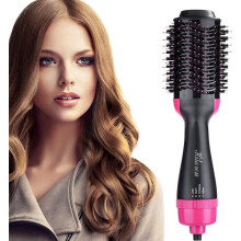 Brosse soufflante 5 en 1, brosse ronde pour sécher, donner du volume, boucler et lisser les cheveux, rose