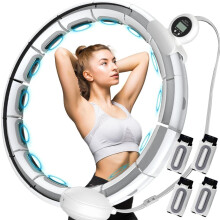 Cerceau de hula-hoop intelligent pour adultes, 20 segments ajustables, cerceau de fitness lesté avec compteur, cerceau d'exercice silencieux