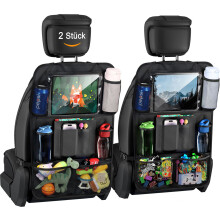 Lot de 2 protège-sièges arrière imperméables en tissu Oxford avec poches de rangement, noir