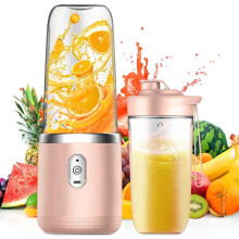 Portable Smoothie Maker, 400ml Electric Blender, USB Rechargeable, with 2 Mixing Cups, Pink
