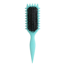 Brosse à cheveux bouclés, brosse de coiffage en poils de sanglier, brosse démêlante et définissante pour femmes, verte