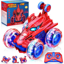 Voiture télécommandée pour enfants de 3 à 8 ans, voiture RC 2,4 GHz avec rotation à 360 et lumières LED, monstre tout-terrain rechargeable
