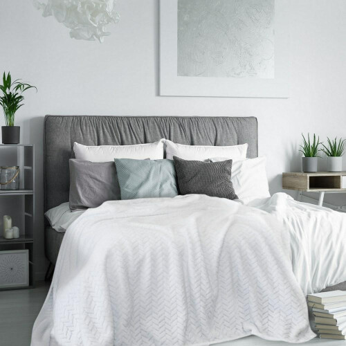 Plaid en microfibre 170x210 cm, couleur crème Cindy