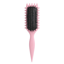Brosse à cheveux bouclés, brosse démêlante et coiffante en poils de sanglier pour femmes, rose, définit les boucles et lisse les cheveux