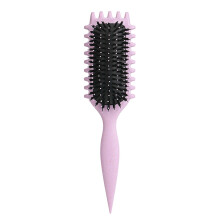 Brosse à cheveux bouclés, brosse de coiffage en poils de sanglier, brosse démêlante et définissante pour boucles pour femmes, violette