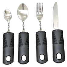 Ensemble de couverts ergonomiques 4 pièces pour personnes atteintes de la maladie de Parkinson, avec manches flexibles et antidérapants, en
